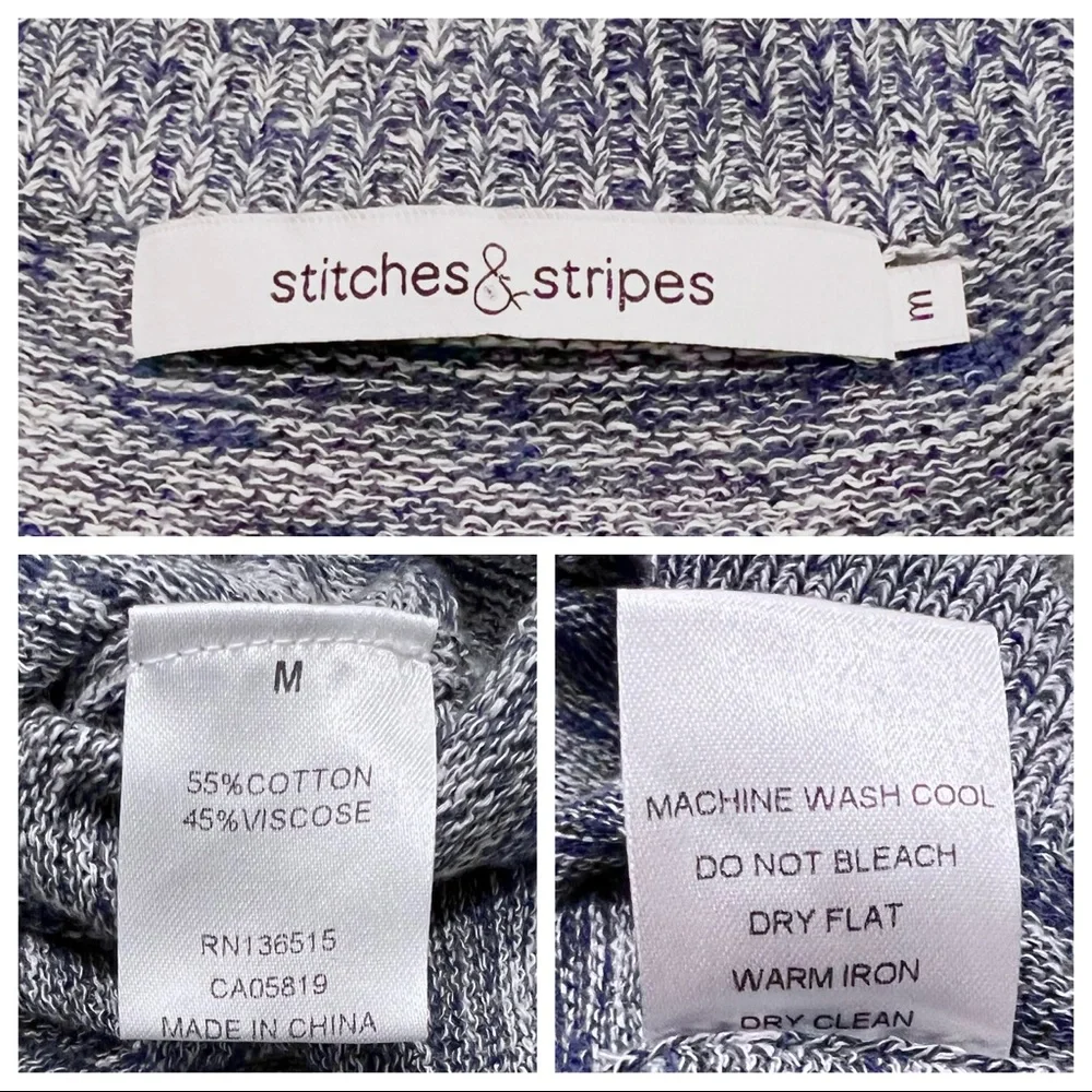 Stitches and Stripes Long Sleeve Cold Shoulder Sweater Marled Blue Medium - Picture 10 of 11